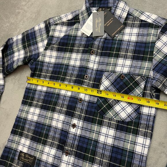 The Vermont Flannel Co Shirt Men Small Blue Plaid Cotton Button Down NWT - Picture 7 of 11